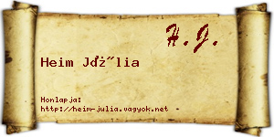 Heim Júlia névjegykártya